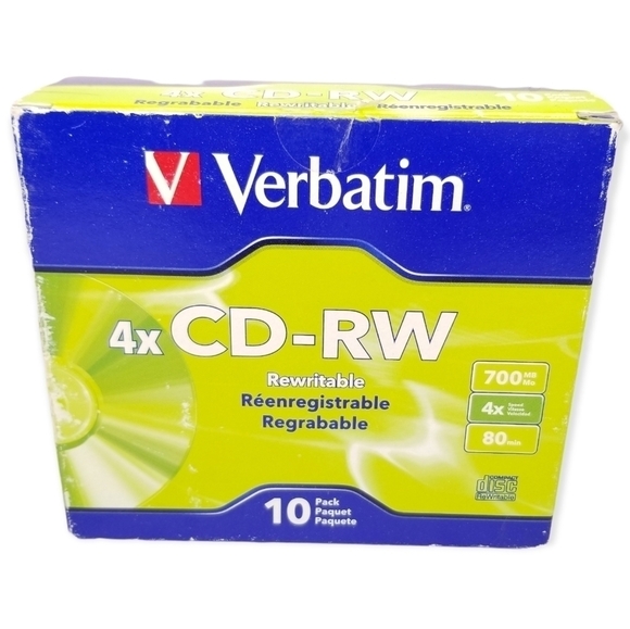 Verbatim 4X CD-RW 700mb Rewritable Disks - Picture 1 of 6